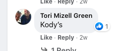 Facebook Comment about Kody's